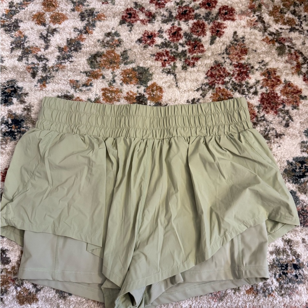 POPFLEX Sage Green Layered Athletic Shorts